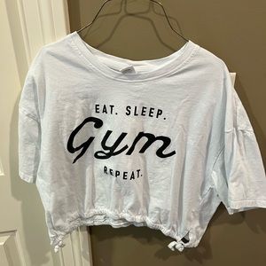 White cropped gym shirt